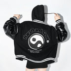 H/C Ying-Yang Embroidered Logo Varsity Jacket