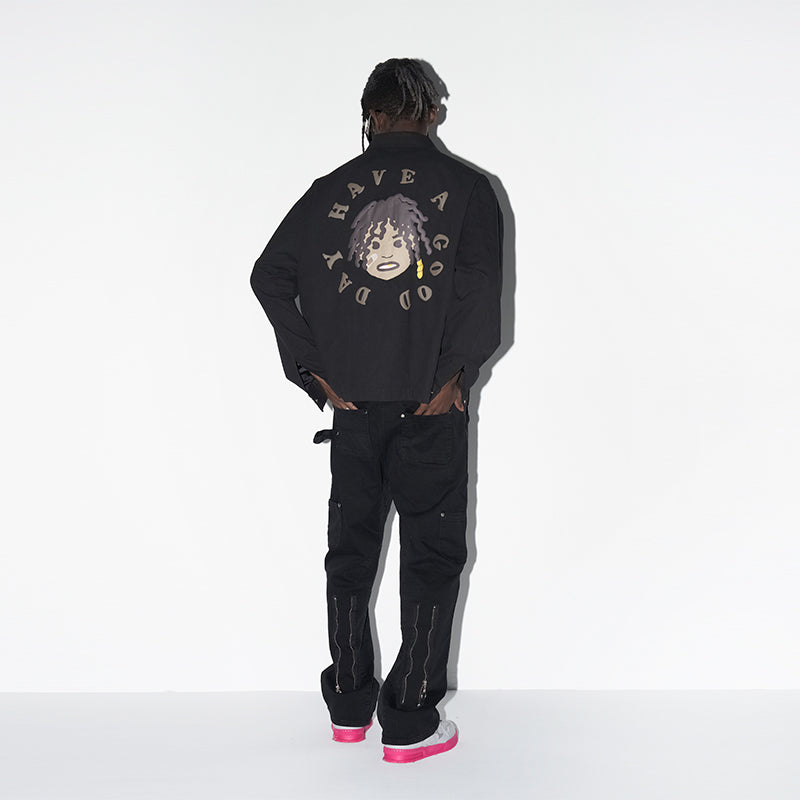 H/C Cartoon Face Foam Print Jacket