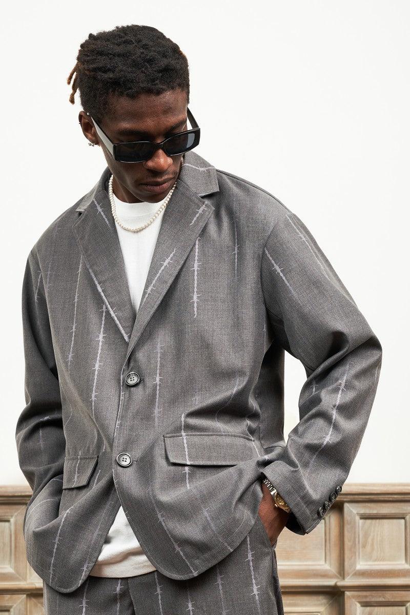 Empty Reference Thorn Print Suit Jacket