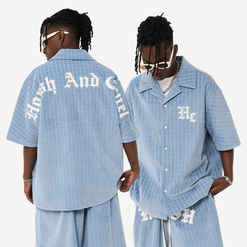 H/C  Gothic Logo Checkered Cuban Shirt