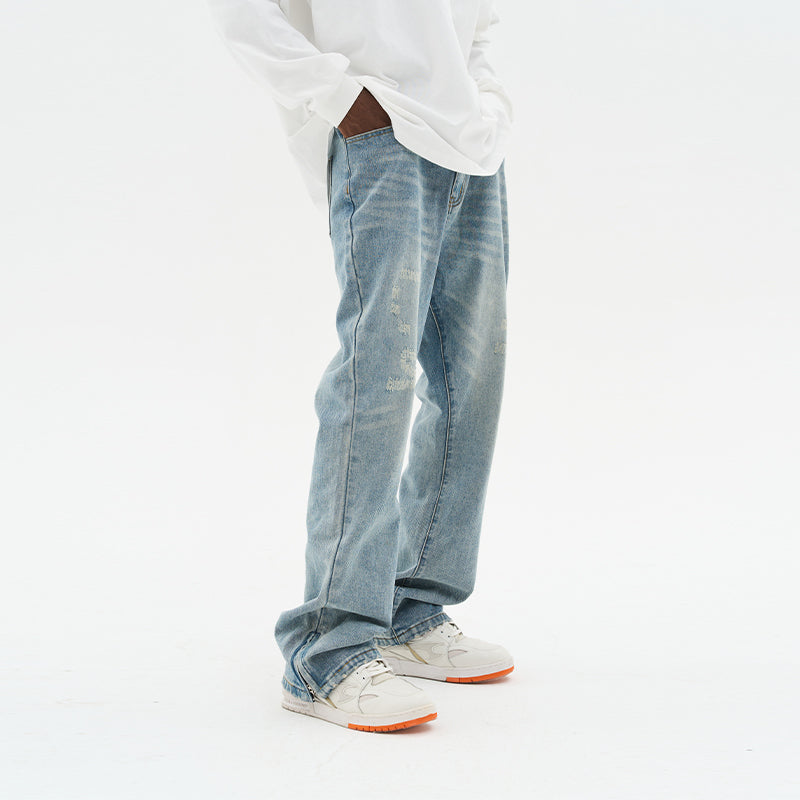 H/C Micro Flared Distressed Jeans