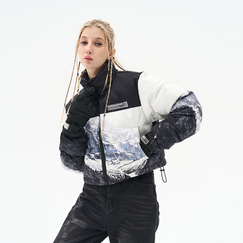 H/C Snow Mountain Printed Crop Jacket