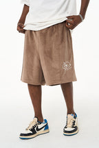Embroidered Boxing Logo Velvet Shorts