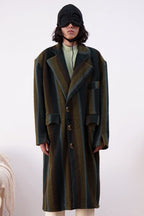 Mix7 Striped Heavy Wool Coat