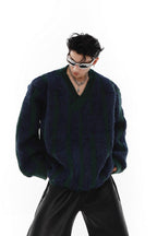 AC Striped V-Neck Knit Sweater