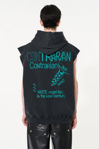 Screw Print Sleveless Hoodie