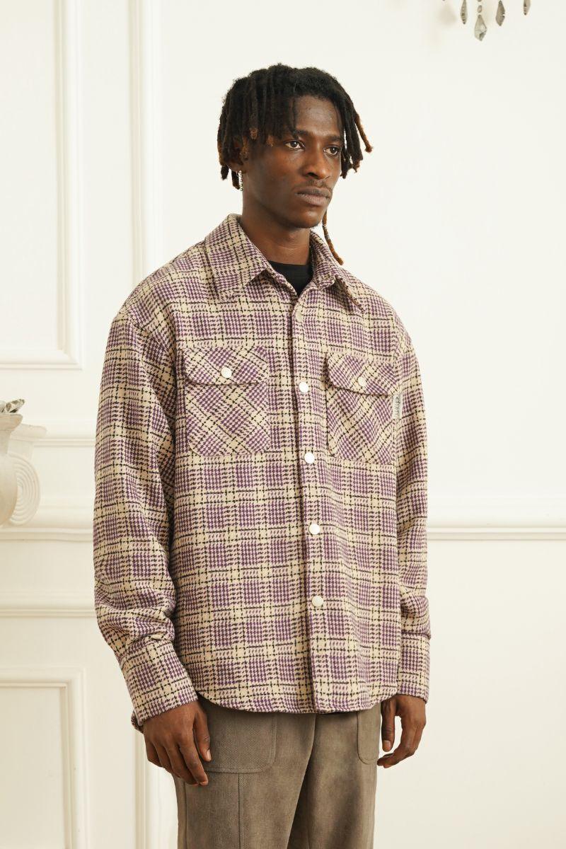 Empty Reference Plaid Woolen Shirt Jacket