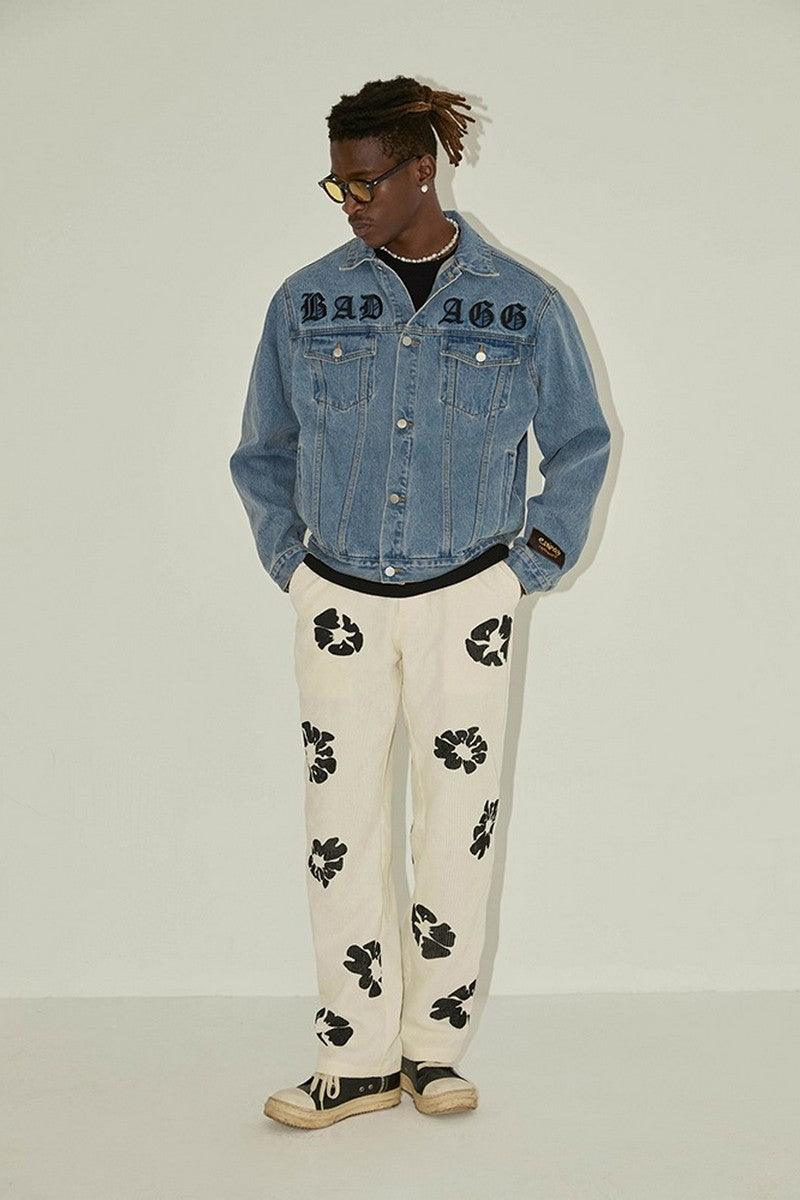 Empty Reference Logo Print Corduroy Trousers