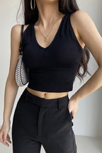 CZ Basic V-Neck Knit Top