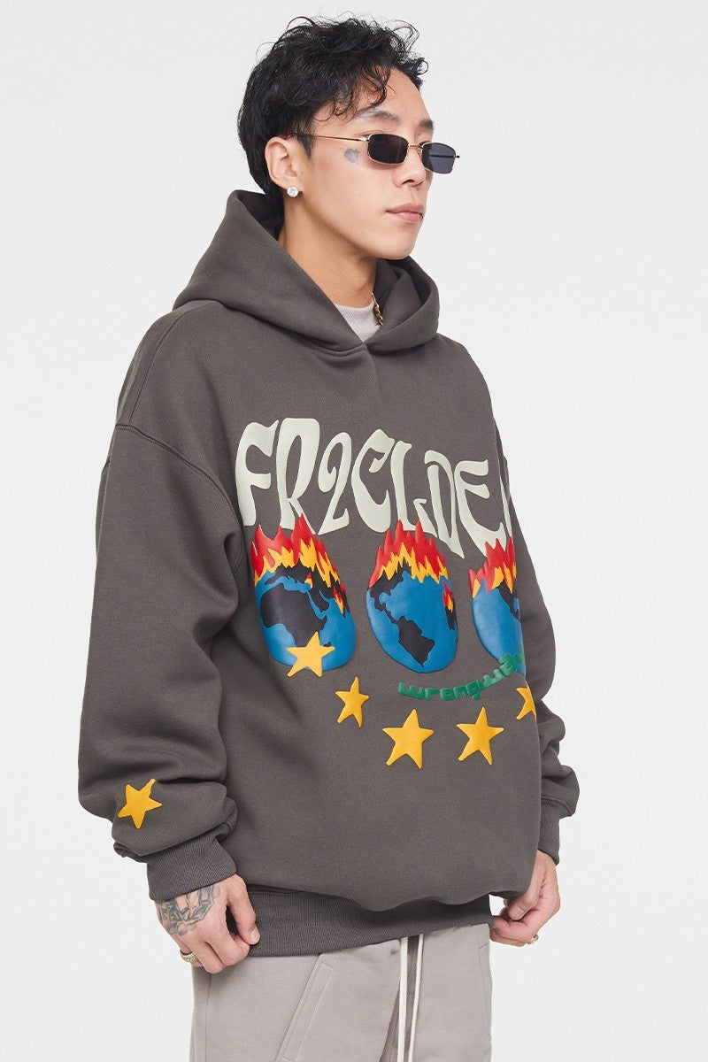 F2CE World on Fire Foam Print Hoodie