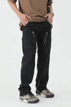 CZ Zipper Straight Jeans