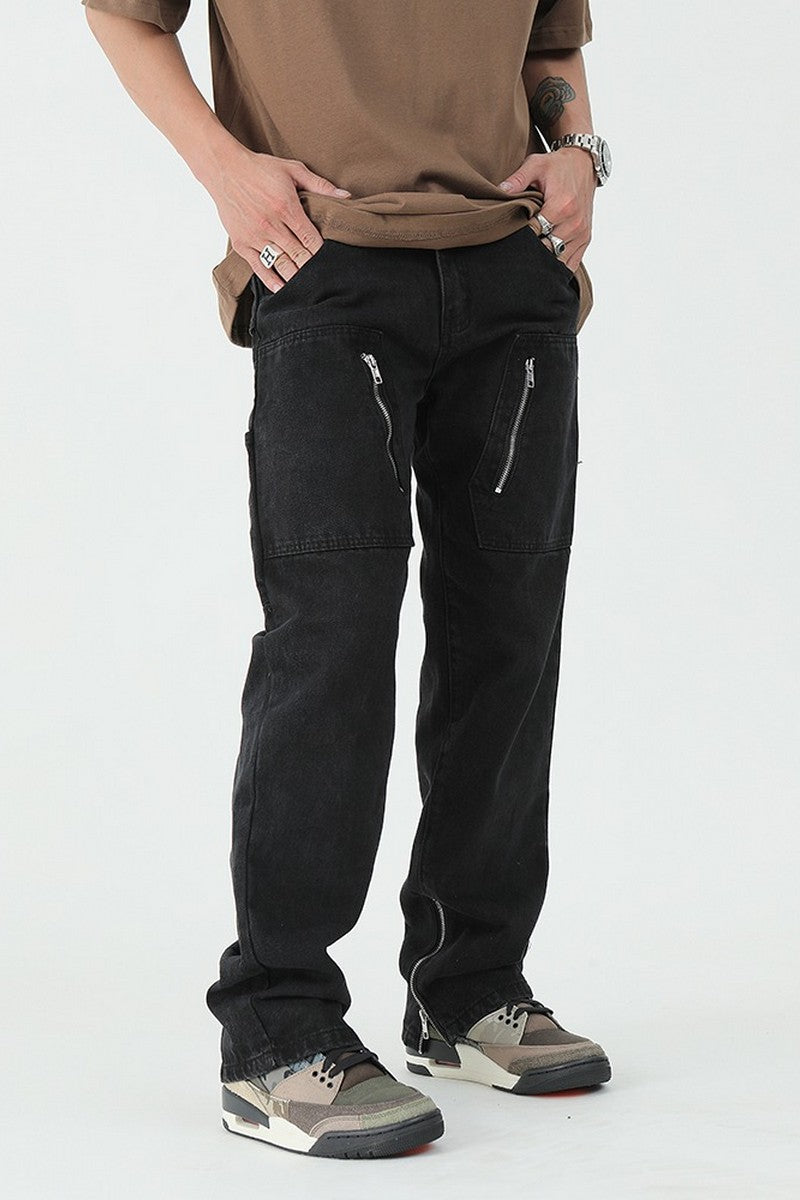 CZ Zipper Straight Jeans