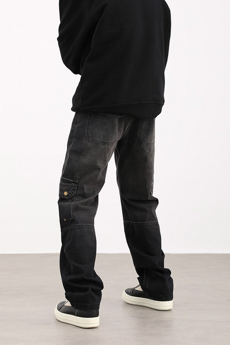 Multi-Pocket Loose Straight Jeans