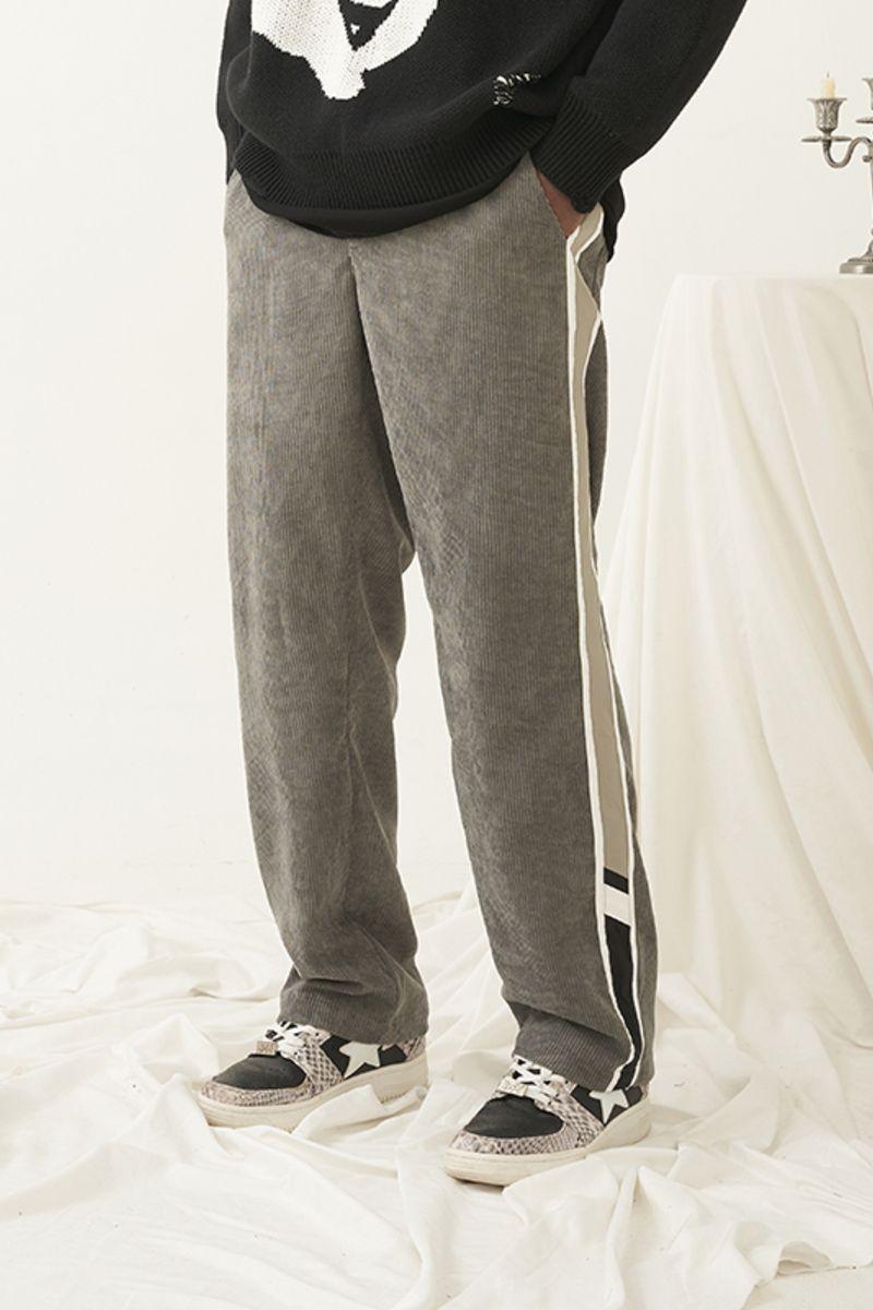 Empty Reference Gray Corduroy Stitched Trousers