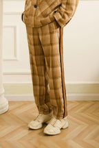 Empty Reference Khaki Plaid Straight Trousers