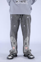CZ Praying Skull Washed Jeans