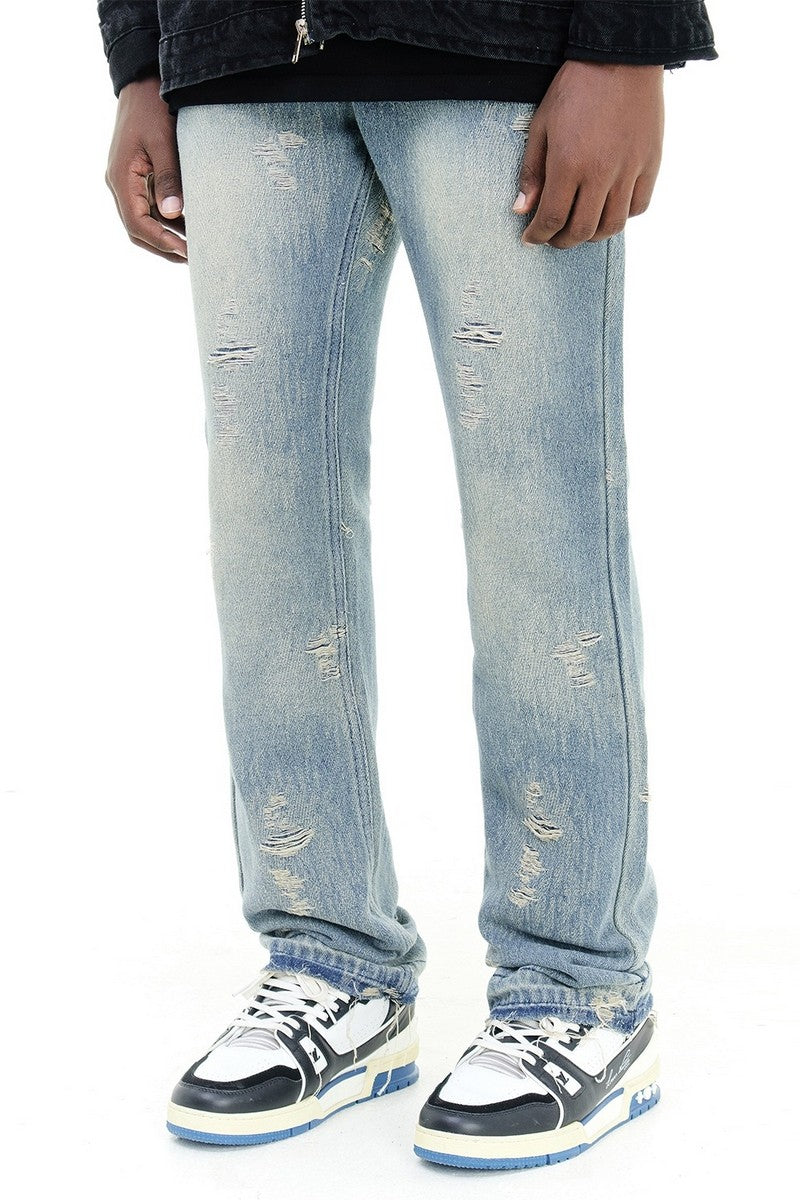 Distressed Straight Jeans