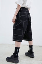 STEEPC Structure Stitching Jeans Shorts