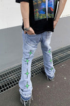 CZ Embroidered Cash Flared Jeans
