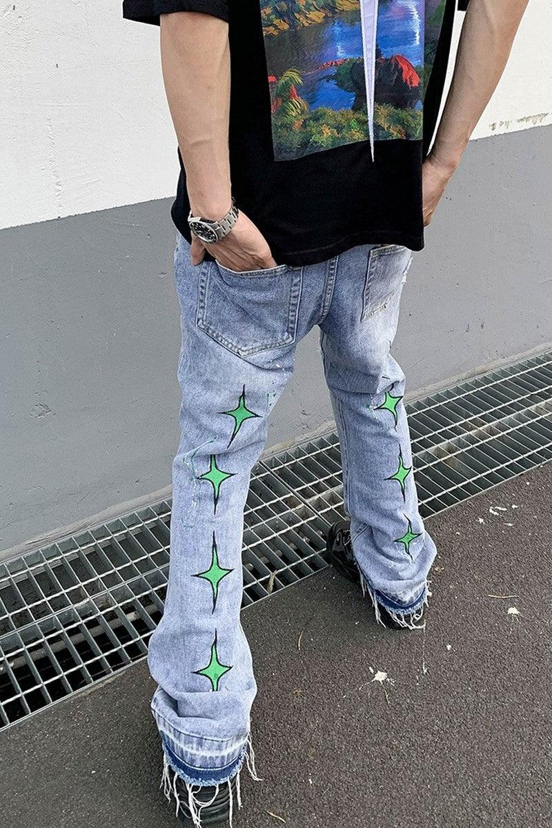 CZ Embroidered Cash Flared Jeans