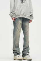Flared Layered Washed Jeans