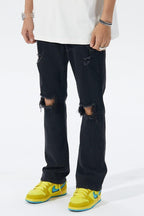 Distressed Washed Flared Jeans