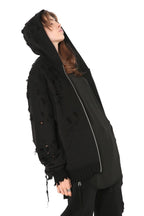 Unknown World Distressed Zipper Hoodie