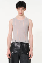 Knitted Distressed Vest Tee