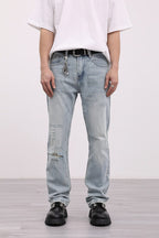 Retro Distressed Straight Jeans