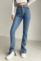 CZ Tight Flared Slit Jeans