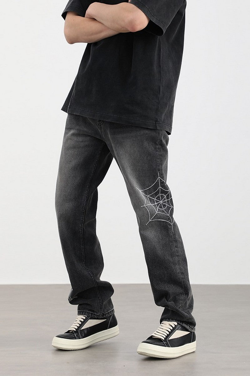 CZ Spider Web Embroidered Jeans