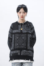 CZ Bandana Ripped Sweater
