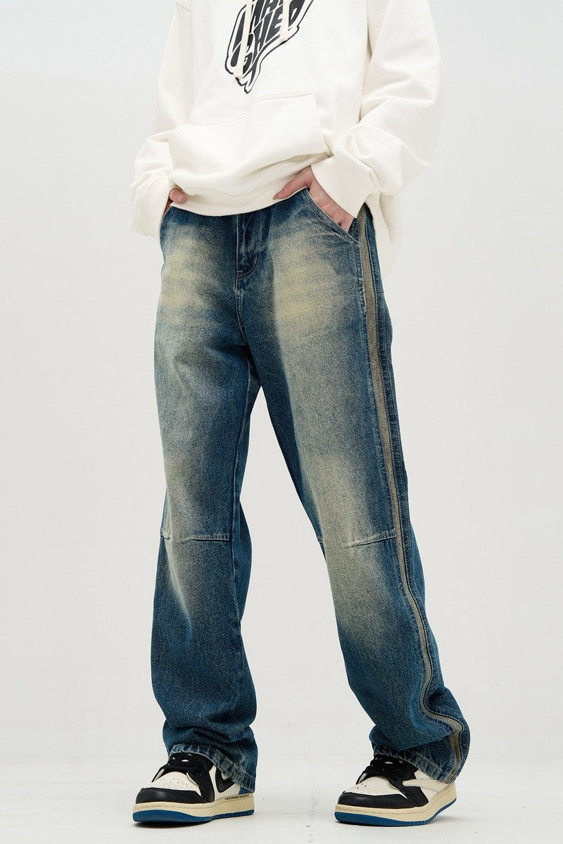 Washed Straight Retro Denim