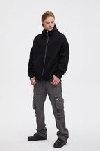 CZ High Collar Zip Up Hoodie