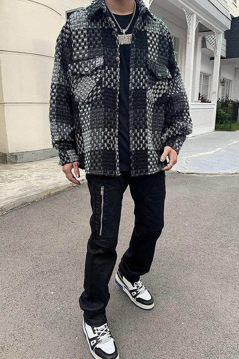 CZ Plaid Stitched Shirt