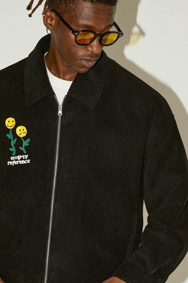 Empty Reference Smiley Print Fleece Jacket