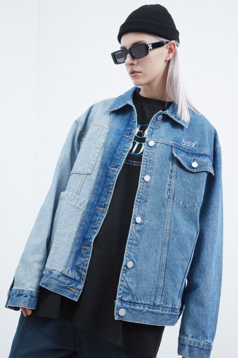 STEEPC Stitched Logo Jeans Jacket