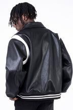 CZ PU Leather Stitched Jacket