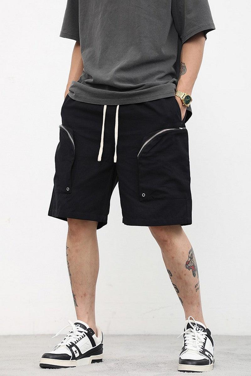 CZ Zipper Pockets Loose Shorts
