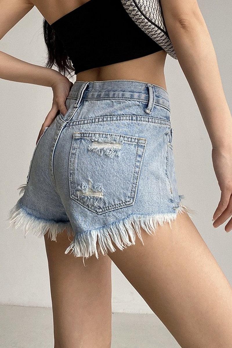 CZ Tight Distressed Jeans Shorts