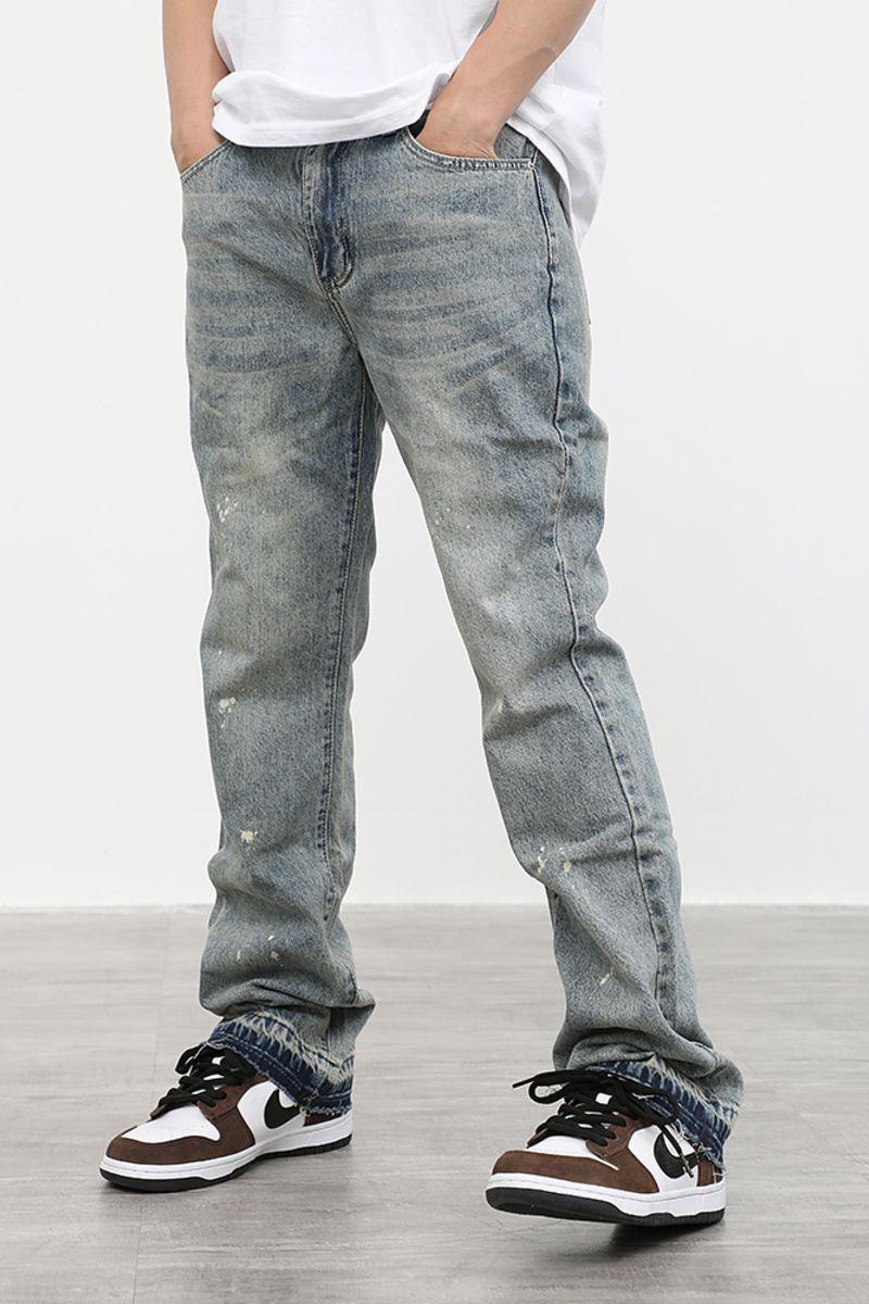 CZ Washed Straight Flared Jeans