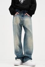 Washed Retro Loose Jeans