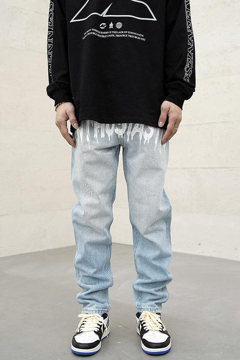 CZ Enthusiastic Print Straight Jeans