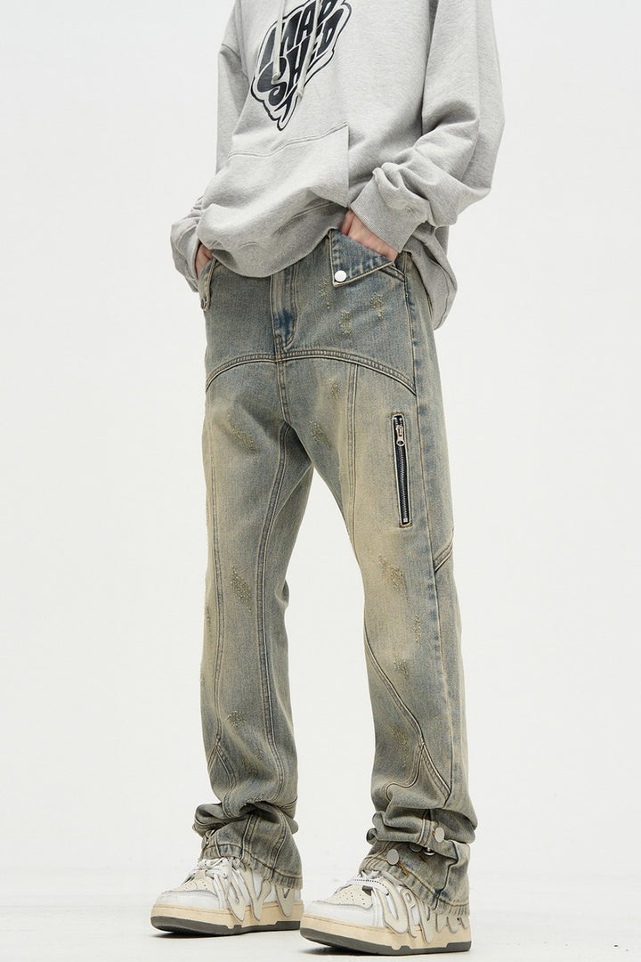 Washed Structure Dyed Jeans