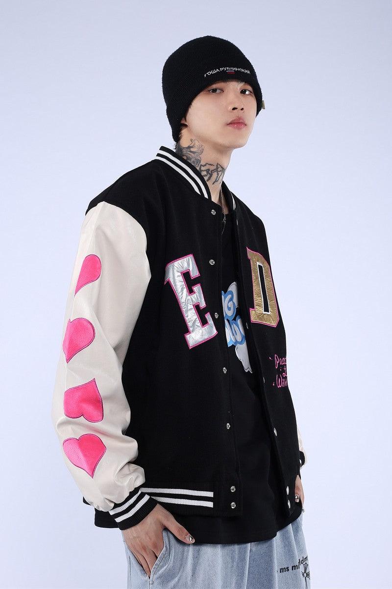 CZ Love Embroidered Varsity Jacket