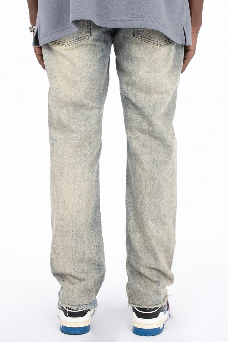 CZ Distressed Straight Washed Jeans