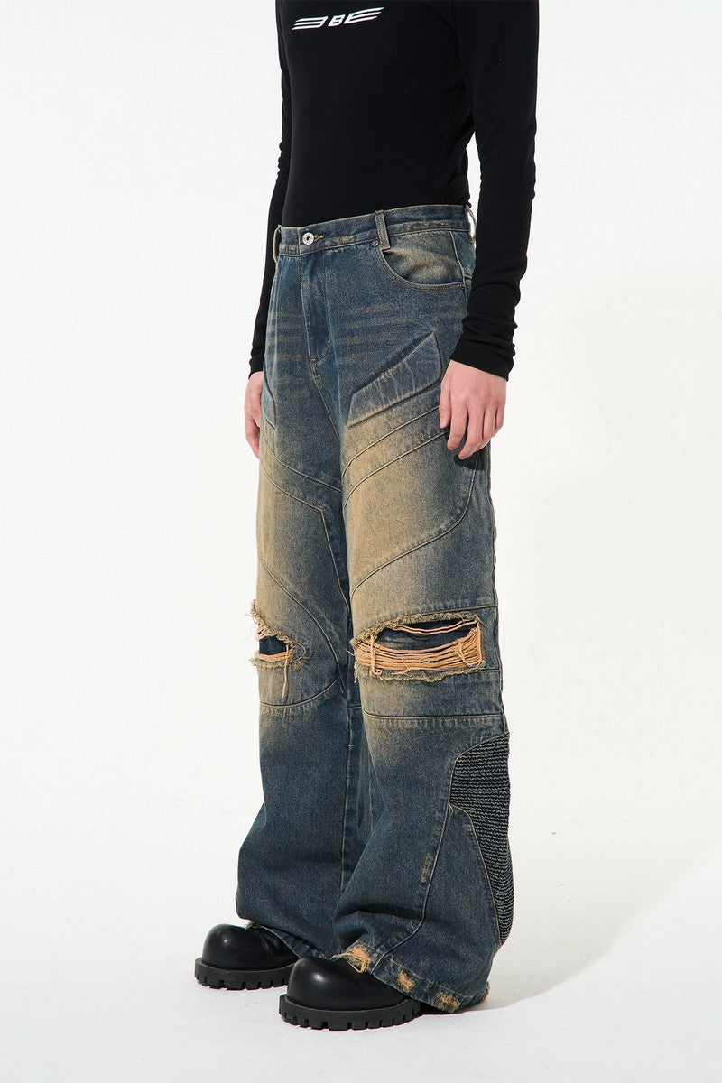 Distressed Washed Oversized Jeans
