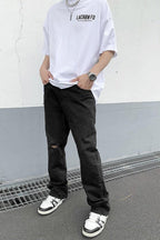 CZ Distressed Washed Flared Jeans