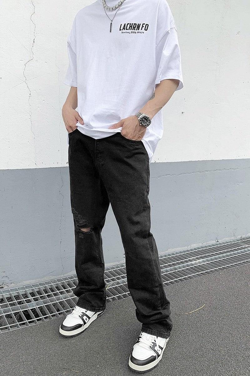 CZ Distressed Washed Flared Jeans