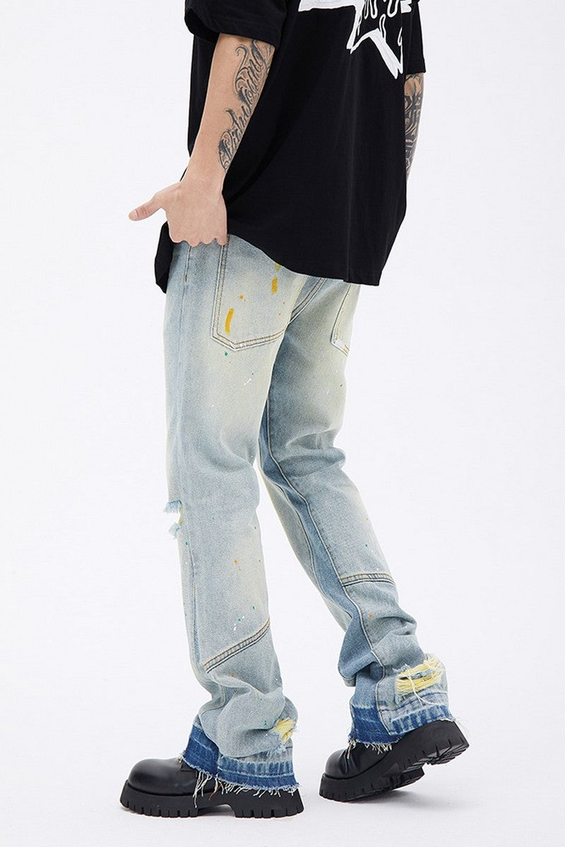 Splash Ink Washed Flared Jeans